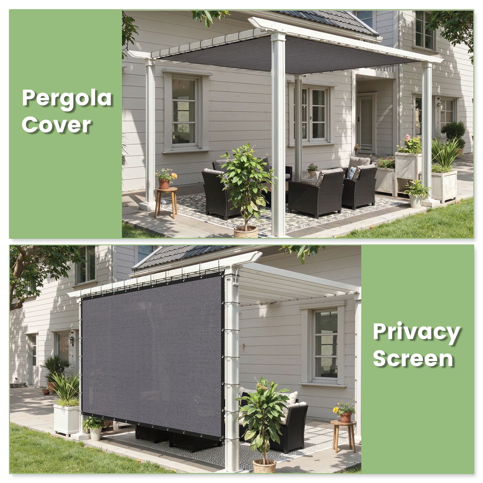 DIFY 90% UV Block Sun Shade Cloth with Grommets, 10' x 14', Gray
