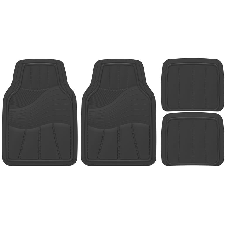 Auto Drive Heavy Duty Universal 4-Piece All Weather Rubber Car Floor Mat,  Black