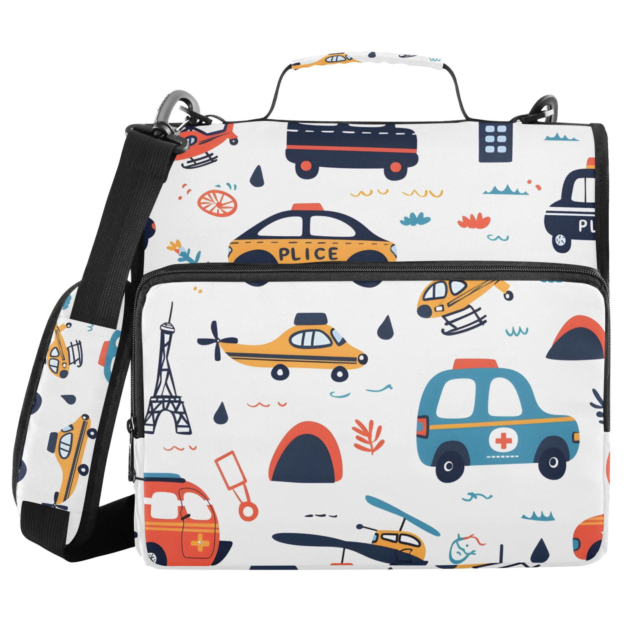 ALAZA Zipper Binder Cute Car Airplane 3 Ring Trapper Keeper File Folder Organizer Bag