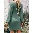 thumbnail image 3 of Weardear Women's Long Sleeve Sweater Dress 2025 Fall Crewneck Bodycon Knit Dress with Tie Waist, 3 of 5