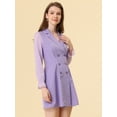 thumbnail image 2 of INSPIRE CHIC Robe Blazer à Carreaux pour Femme à Revers Cranté à Double Boutonnage Violet P, 2 of 5