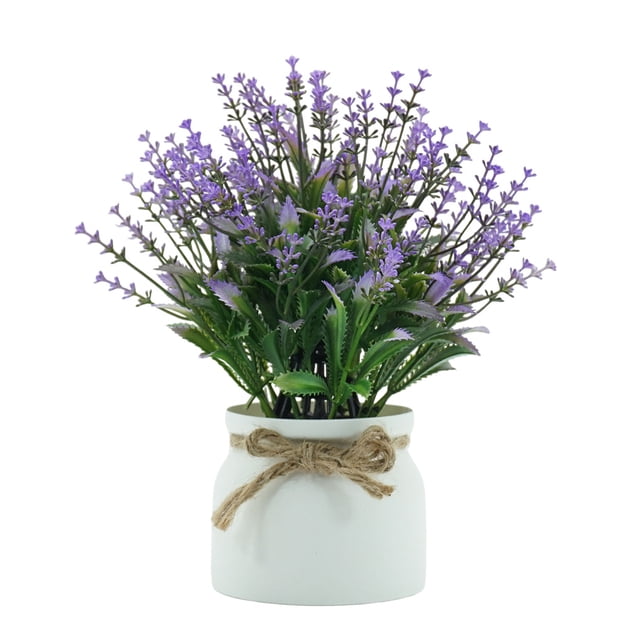 Cateissary Plantas en maceta falsas, de bonsái de plástico de lavanda de escritorio Artificial para interior, hogar, cocina, oficina, Decoración Púrpura
