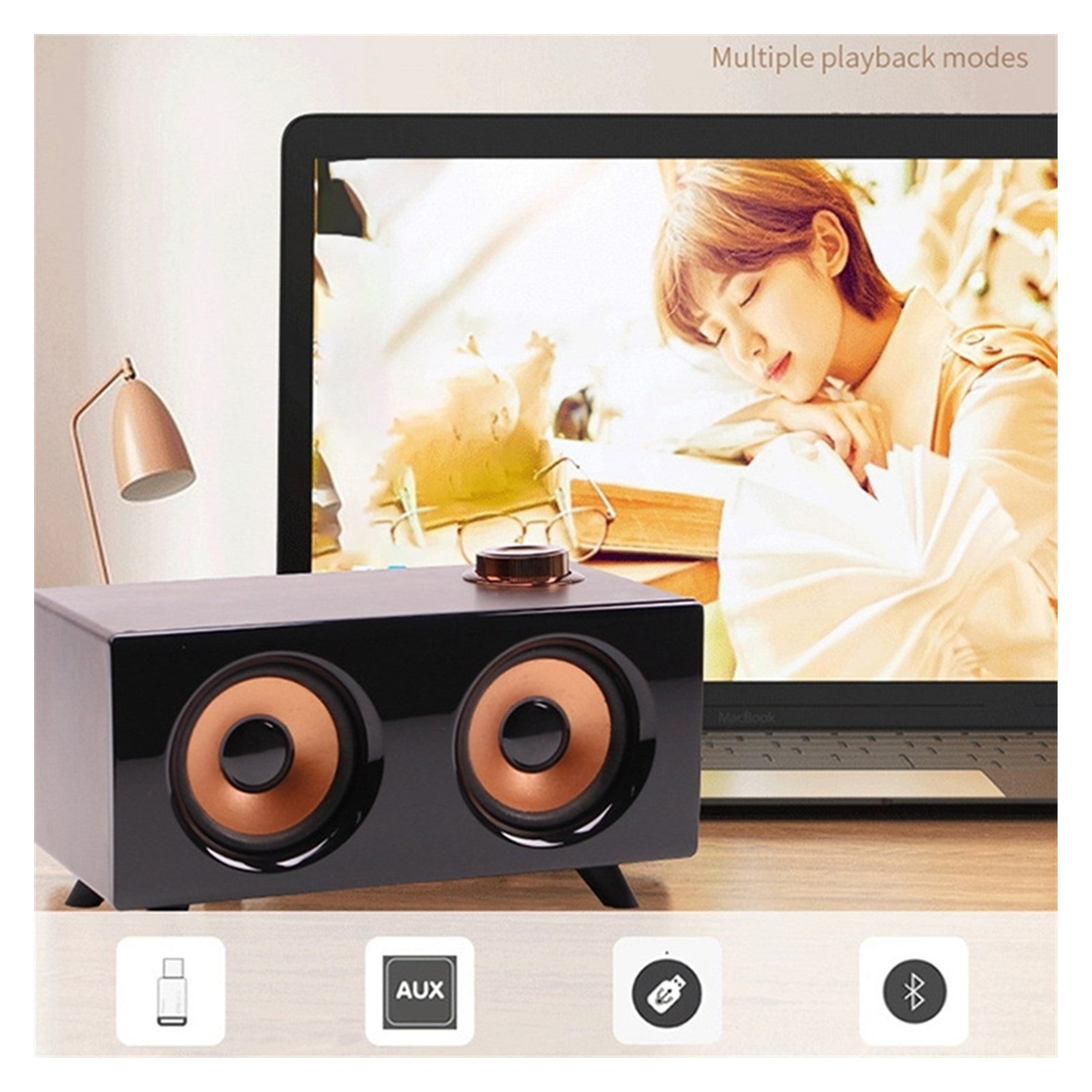 Desktop Wooden Wireless Bluetooth Portable Speaker HIFI Wireless Computer Bluetooth Speaker ,High Volume Speakers