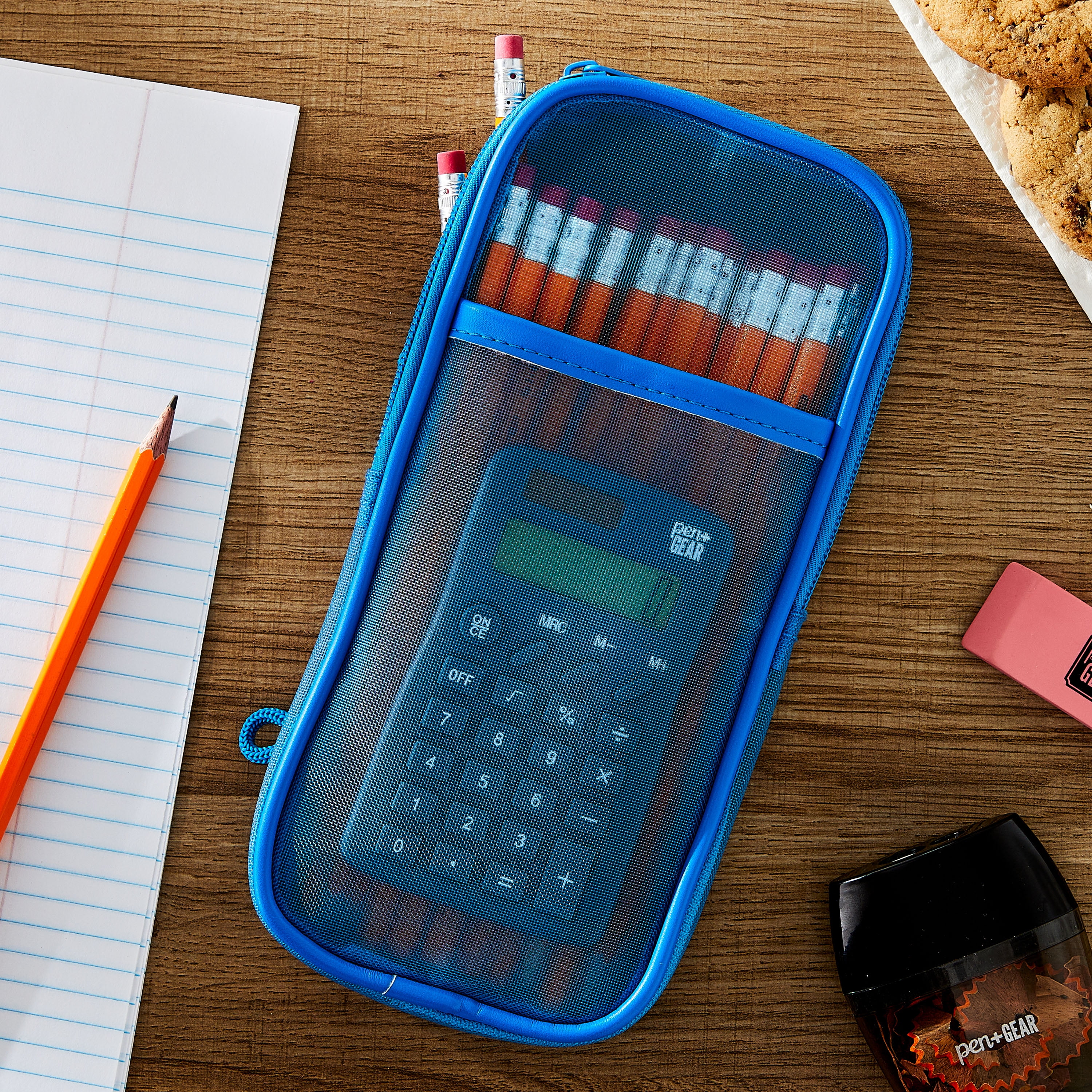 Pen + Gear  Blue Slim Mesh Pencil Pouch