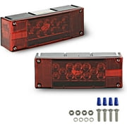Wellmax 12V LED Trailer Lights, Submersible and Waterproof Low Profile Rectangular Tail Lights for RV, Marine, Boat, Trailers