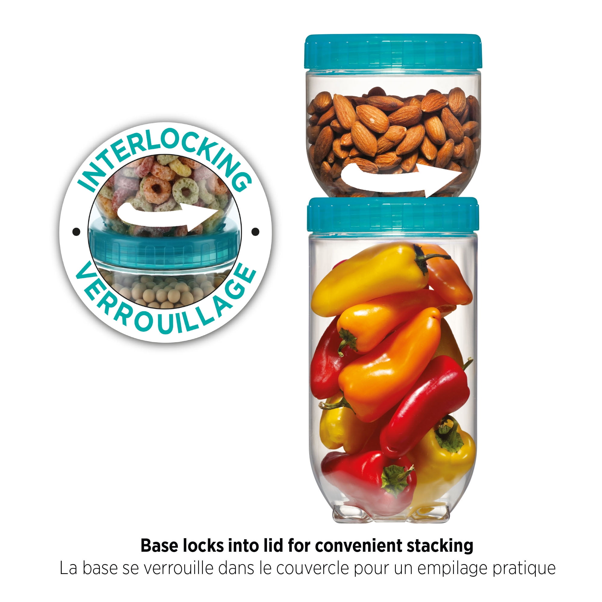 Starfrit LocknLock Interlock Container, 1.6L 54oz, Space Saving Food Storage, BPA Free, Airtight Leakproof, Freezer Safe