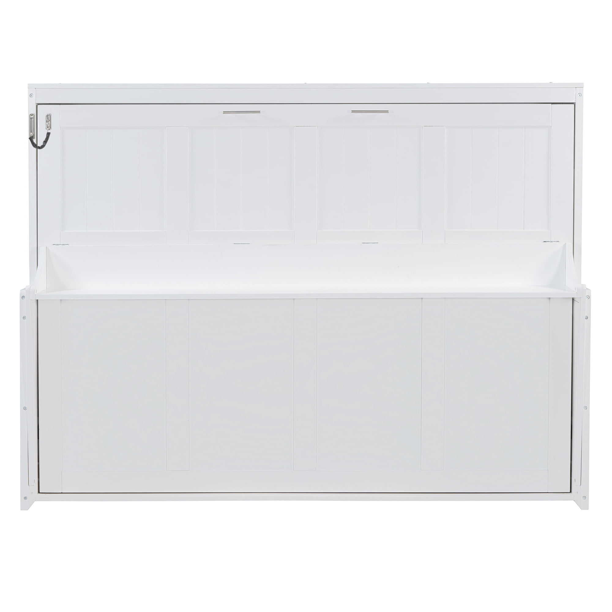 Mintazer Queen Wall Murphy Bed with Desk & Hydraulic Lift, Multifunctional Foldable Desk Bed for Small Spaces Apartments, White