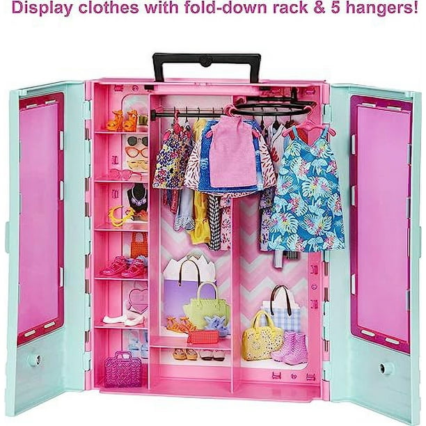 Barbie Doll And Dream Closet Set With Clothes And Accessories