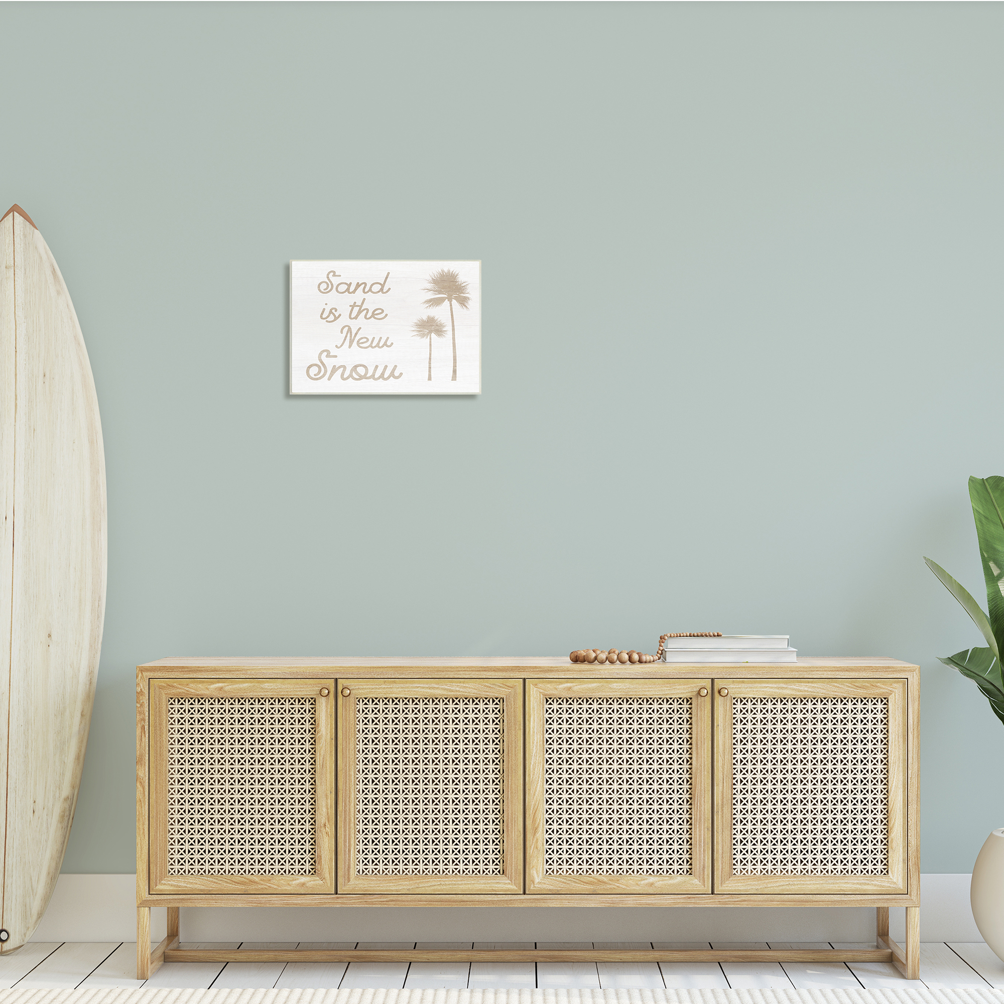 Stupell Indtries Sand is New Snow Phrase Soft Palm Trees,19 x 13,Design by Daphne Polselli