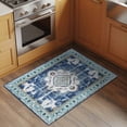 thumbnail image 3 of Blue Boho 2'x3' Washable Rug, Farmhouse Bohemian Medallion Oriental Flower Non-Slip Soft Doormat Area Rugs for Entrance Bathroom Bedsides, Carpet for Kitchen Bedroom, Entryway Floor Mat, 3 of 9