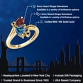 thumbnail image 5 of Gem Stone King 10K Yellow Gold Diamond Accent Ring Heart Shape Red Garnet and Vivid Persian Blue Moissanite (1.83 Cttw, Size 8), 5 of 6