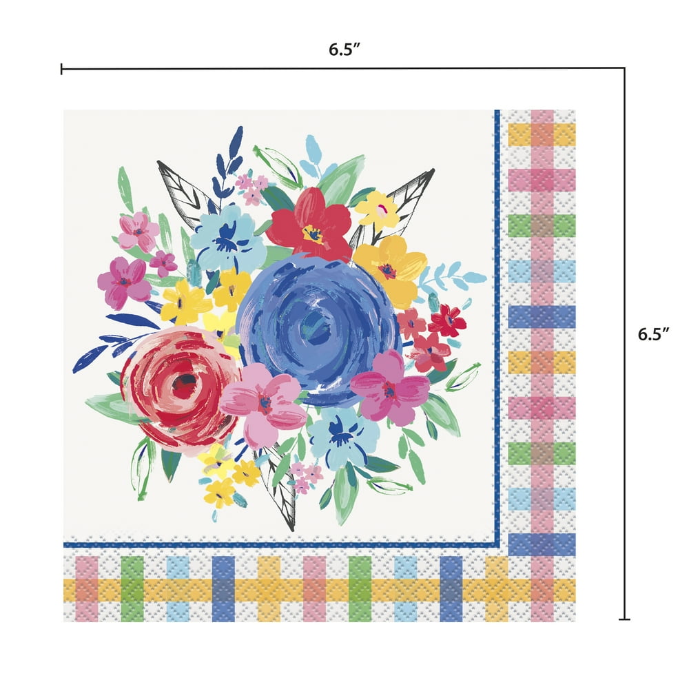 Pioneer Woman Floral Blue Paper Luncheon Napkins, 6.5in, 24ct Walmart