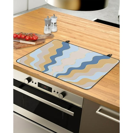 

Blue Yellow Ombre Stove Top Covers for Electric Stove Heat Insulation Fireproof Glass Cooktop Cover Counter Top Glass Stove Cover for Prevent Scratches 29 x21 Modern Geometric Moire Abstract Art