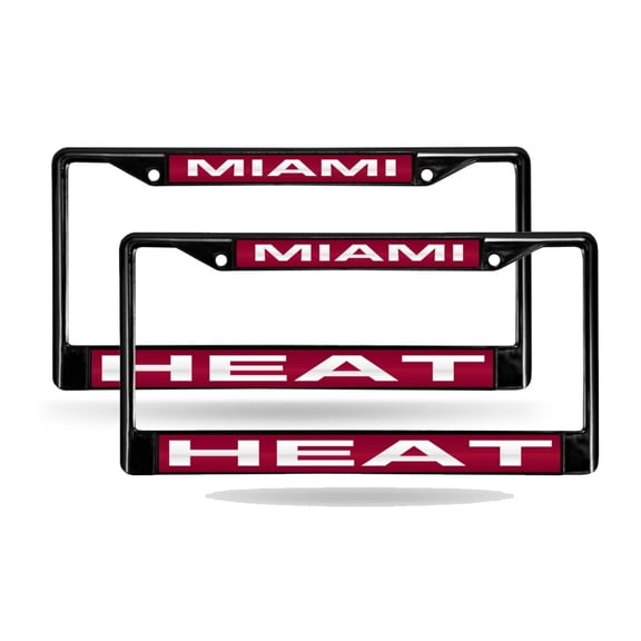 Miami Basketball Heat Black Metal Laser Cut License Plate Frame - Set of Two Frames