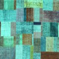 thumbnail image 1 of Ahgly Company Machine Washable Indoor Square Patchwork Turquoise Blue Transitional Area Rugs, 3' Square, 1 of 4