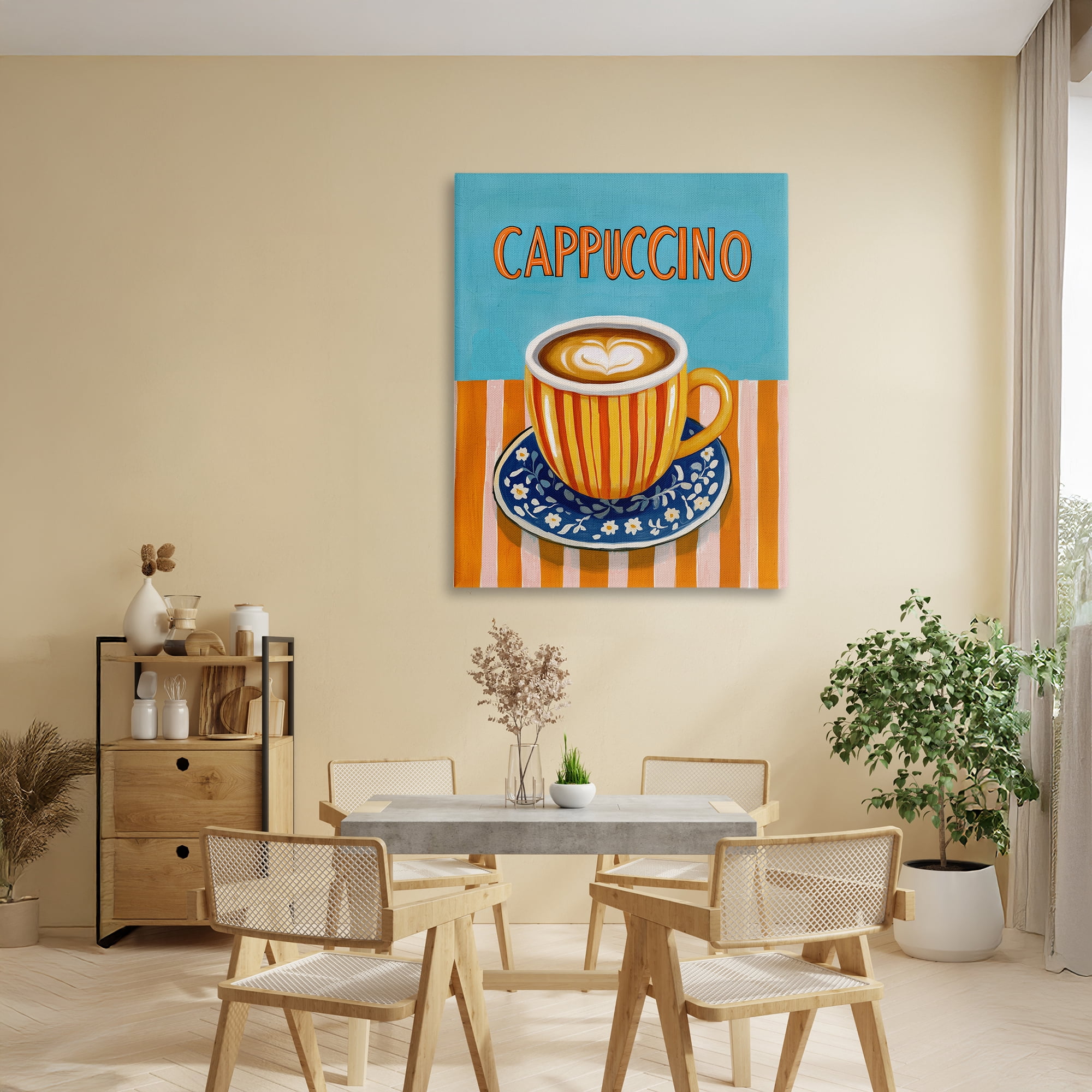 Stupell Industries Cappuccino Stripes Blue & Orange Canvas Wall Art, design by Yen