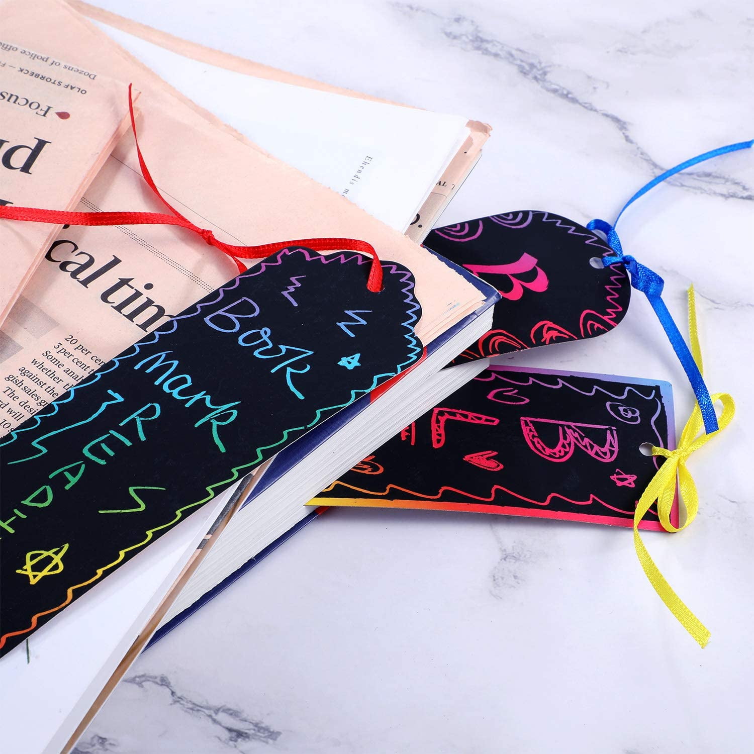 12pcs Diy Scratch Paper Art Bookmarks: Magic Rainbow Diy Bookmark