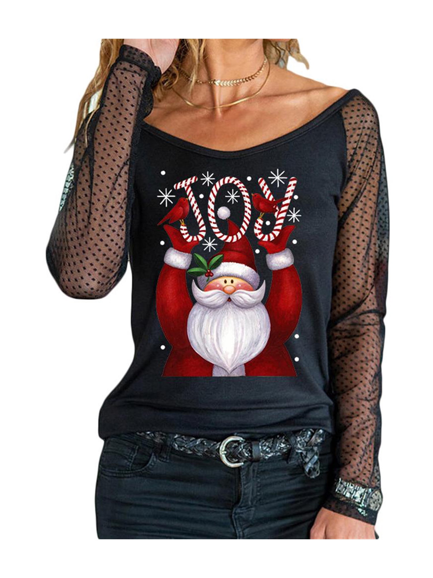 Woolen Velvet Womens T-Shirt Mesh Sheer 