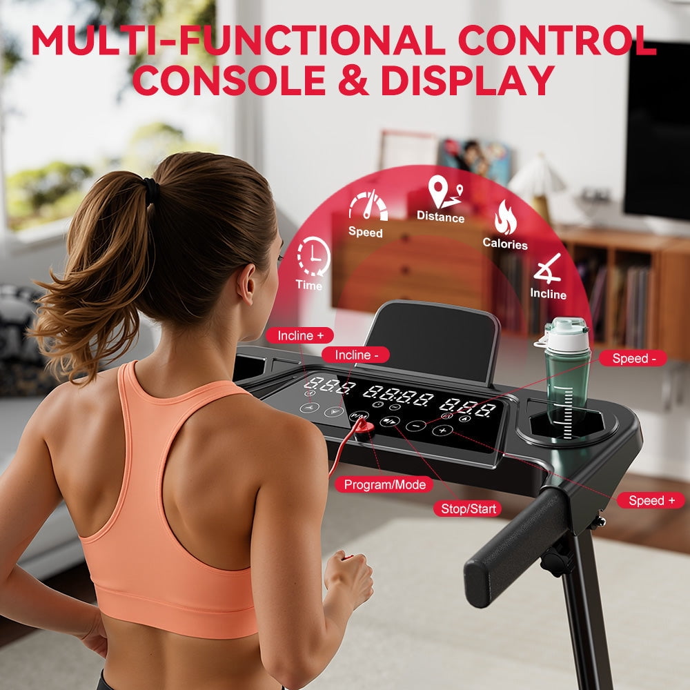Folding Treadmill Q5 Pro with Brushless Motor, Speed 0.6-7.5MPH, 15% Auto Incline