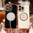 thumbnail image 3 of for iPhone 15 ProMax Case Compatible with MagSafe Cute Rose Flower Magnetic Phone Case for Women Luxury Plating Camera Lens Cover Soft Silicone Shockproof 15 Pro Max Case 6.7" (Black), 3 of 11