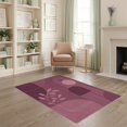 thumbnail image 2 of ODIKA 4'x6' Washable Area Rug Pet Friendly, Non-Shedding Rich Plum Geometric Abstract Design Modern Art with Leaf and Circle Motifs for Bedroom, Reading Nook, 2 of 7