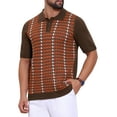 thumbnail image 4 of INSPIRE CHIC Men's Houndstooth Polo Shirts Summer Short Sleeve Casual Knit Shirt M Brick Red, 4 of 5