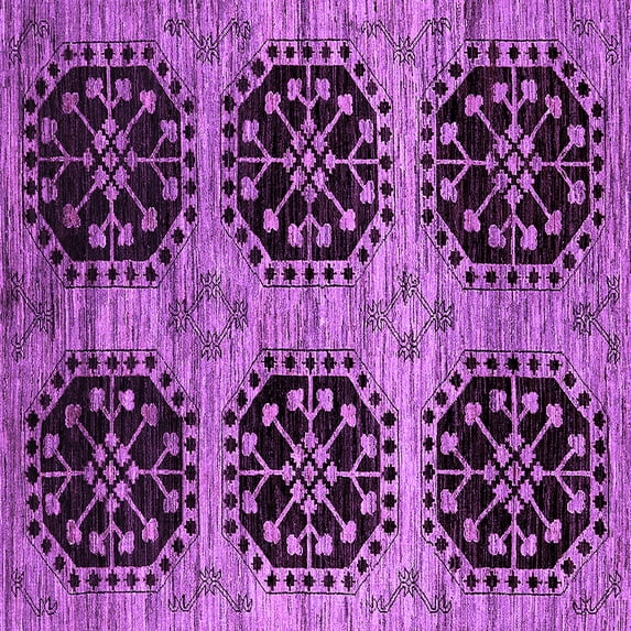 Ahgly Company Indoor Square Oriental Purple Industrial Area Rugs, 8' Square