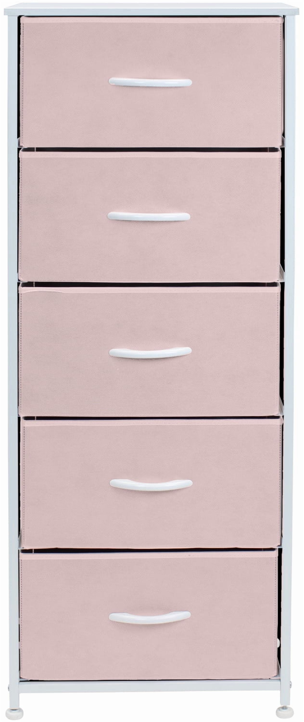Sorbus Wood Handle 5 Drawers Closet Drawer Organizers, Pink