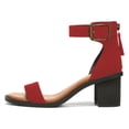 thumbnail image 2 of FSJ Women Open Round Toe Zipper Back Sandals Ankle Strap Low Stacked Block Heels Comfortable Daily Dress Retro Buckle Shoes Size 10 Red, 2 of 6