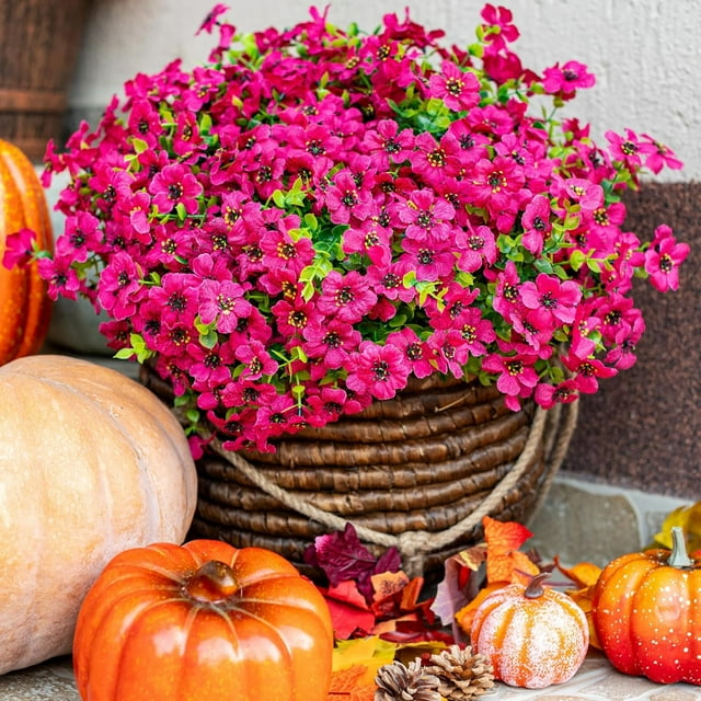 12 Manojos de Flores Artificiales de Otoño, Decoración de Otoño Al Aire Libre a Prueba de Decoloración para Porche, Jardín, Patio, Sala de Estar, Recámara - Arreglo Floral Decorativo Multiusos