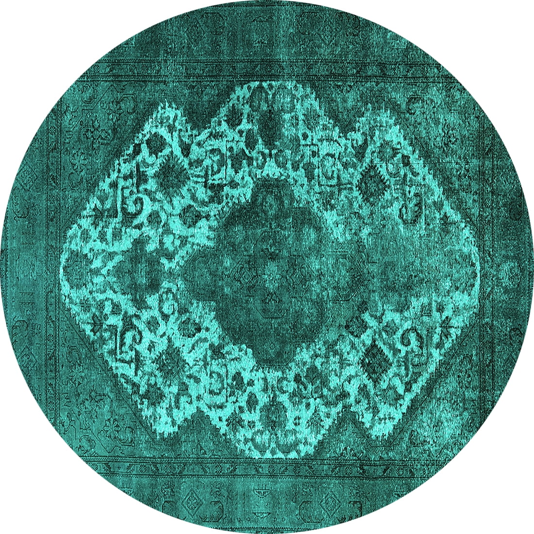 Ahgly Company Indoor Round Oriental Turquoise Blue Industrial Area Rugs ...