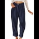 thumbnail image 2 of Pantalones Casuales de Cintura Alta y Pierna Recta para Mujer, Holgados y Cómodos, con Bolsillos Azul Marino L, 2 of 6