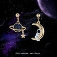 thumbnail image 2 of Yesbay Creative Asymmetrical Astronaut Planet Moon Pendant Women Stud Earrings Jewelry-1#, 2 of 7
