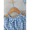 thumbnail image 5 of Mikrdoo Baby Girls Plaid Pattern 2Pcs Off Shoulder Strpas Front Bow Tops and Matching Shorts Summer Cute Clothes Blue 12-18 Months, 5 of 9