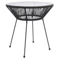 thumbnail image 1 of vidaXL Garden Dining Table Black Ø70x74 cm Rattan and Glass, 1 of 3