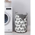 thumbnail image 3 of Fish Laundry Bag, Exotic Anemone Swimming Undersea Seashells Funky Deep Ocean Monochrome Art, Basket with Handles Drawstring Closure for Laundromats, 13" x 19", Charcoal Grey White, by Ambesonne, 3 of 4
