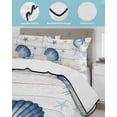 thumbnail image 4 of Quilts Twin Size Bedding Set, Navy Blue Shell Coastal Lightweight Quilted Comforter, Starfish Coral Wooden Ocean Sea Soft Reversible Bedspread Coverlet with Pillow Covers for All Season, 68" x 86", 4 of 7