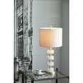thumbnail image 6 of A&B Home Brass Table Lamp with Marble Disc Accent and Drum Fabric Shade - Brass, White Finish - White Shade, 6 of 7