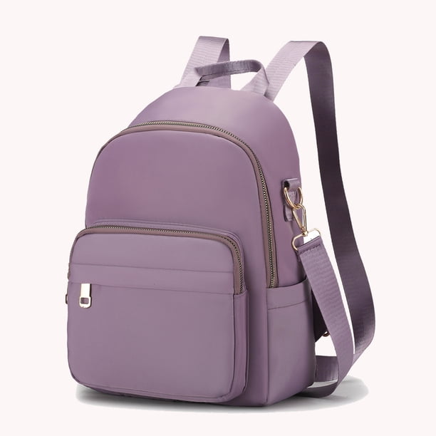Mochilas para Mujer de nailon para mujer color sólido con cremallera gran capacidad para ordenador portátil (púrpura)