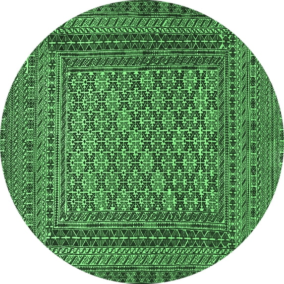 Ahgly Company Indoor Round Southwestern Emerald Green Country Area Rugs, 7' Round