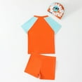 thumbnail image 5 of Gubotare Toddler Bathing Suits for Boys Toddler Boys Rash Guard Swimsuits Graphic Striped Swim Shirt Trunks Outfits Set (Orange,5-6 Years), 5 of 8