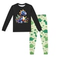thumbnail image 1 of Pyjama Bebe Garcon Children's Dinosaur Printed Crew Neck Long Sleeve Top Pants 2 Piece Spring Fall Pajama Set Pyjama Bébé Black 3 Years-4 Years, 1 of 5