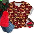 thumbnail image 2 of SELONE Christmas Tshirt Women's Short Sleeve Xmas Deer Print Crewneck Tops Shirt Multicolor M, 2 of 5