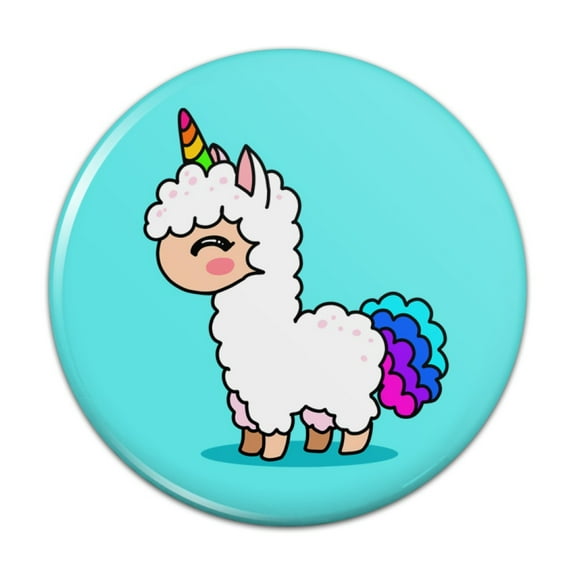 Cute Kawaii Rainbow Llama Unicorn Pinback Button Pin