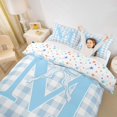 thumbnail image 3 of Catabedysis Personalized Letter Gifts Duvet Cover Queen,Blue Princess Bowknot Alphabet M Queen Bedding For Girls,Colorful Stars Reversible,3 Pieces,1 Duvet Cover and 2 Pillowcases, 3 of 6