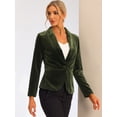 thumbnail image 3 of Abrigo De Oficina Para Mujer Chaqueta De Terciopelo Con Botones Y Cuello Chal Sólido Verde Oliva S, 3 of 6