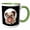 Green/White, variant on 3drose, Funny Pug Dog with Donut Eating Sweet Cake, 11oz Two-tone Green Mug