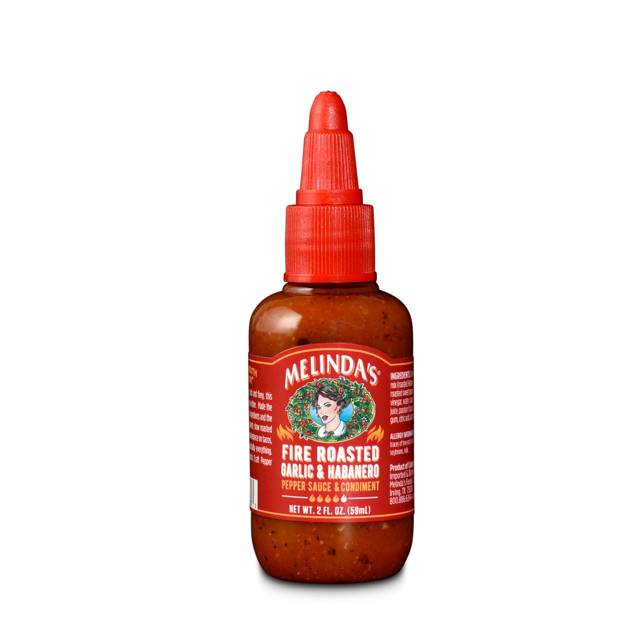 (6 pack) Melinda's Fire Roasted Garlic Habanero Hot Sauce, Fresh Vegetable Based, TSA Compliant