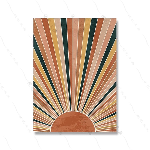 Cuadros de arte de pared de paisaje bohemio, pintura abstracta de terracota, puesta de sol, Colina, desierto, carteles impresos para sala de estar, decoración del hogar