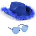 thumbnail image 1 of Sombrero de Vaquera Funcredible Azul con Gafas Divertidas para Disfraz de Vaquera Halloween, 1 of 3